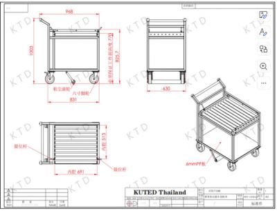 China Screen Rack Stainless Steel Transport Trolley With 4'' Silent Casters for sale