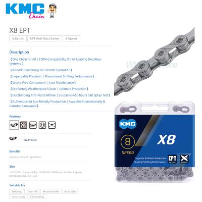 China Wholesale 116L/118L MTB Speed Bicycle Chain MTB Road KMC 8/9/10/11 EPT Bike Chain KMC 8/9/10/11 EPT Series for sale