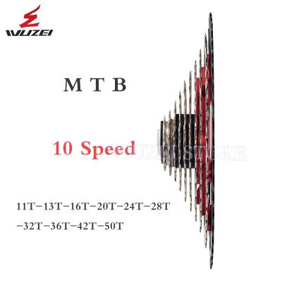 China WUZEI 10 Speed Road Bike Cassette MTB Steel Flywheel 25/28/32/36/40/42/46/50T 10S For Sunrace Shimano Hg System Bicycle Flywheel for sale