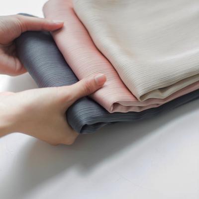 China New Fashion Design Simple Malaysian Pleated Satin Crepe Silk Scarf Hijab Silk Shawl for sale