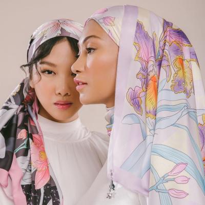 China Wholesale Malaysia Fashion Ladies Satin Hijab Muslim Silk Turban Scarf Matte Satin Print Shawl for sale