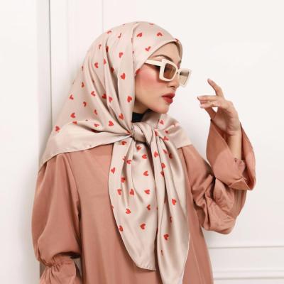 China Wholesale Malaysia Fashion Ladies Satin Hijab Muslim Silk Turban Scarf Matte Satin Print Shawl for sale
