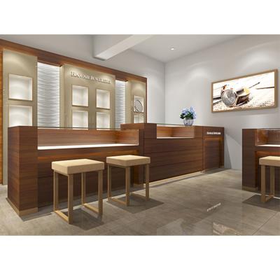 China Morden Customize Watch Shop Watches Show Island Showcase Glass Cover Wooden Base Watch Display for sale