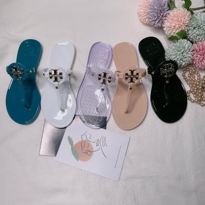 China Fashion Trend New High Quality Jelly Slippers Women Summer Glass Flip Flops for sale