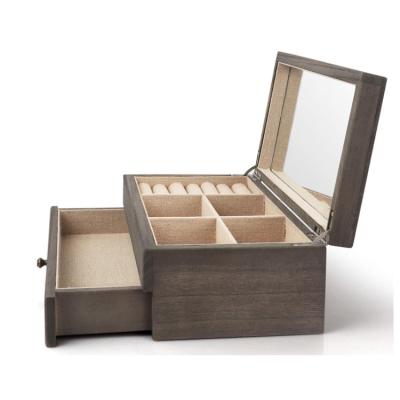 China Viable Custom High Quality Wooden Jewelry Box Checkered Jewelry Box With Mirror for sale
