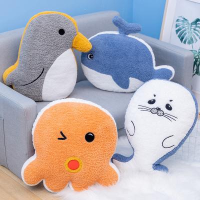 China Cute Marine Life Whale Penguin Seal Octopus Doll Bedding Marine Life Plush Stuffed Pillow for sale