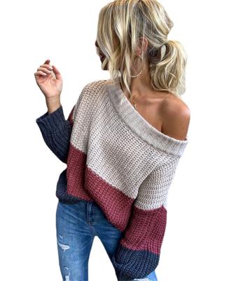 China 2022 Main Size Women's Plus Size Women's Breathable Commuter Loose Spliced Loose Version Winter Knitted Sweaters for sale