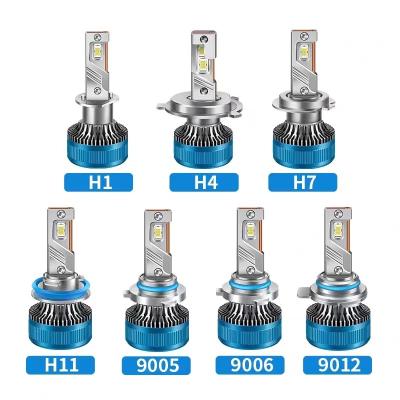 China High Brightness Mini Size H4 Led Headlight 50W Copper Pipe H7 Car Led Headlight Lamp Bulb Base Adapter Socket High Speed Fan T1 Led Headlight for sale