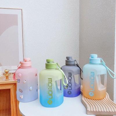 China 2022 Customs Sustainable Plastic Tritan BPA Free Wide Mouth Bottle 2 Liter Motivational Water Bottle Wide Mouth Bottle With Straw for sale