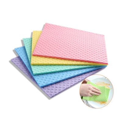 China Sustainable Rainbow set blank white color cellulose swedish dishcloths for Kitchen Absorbent Dish Cloth for sale