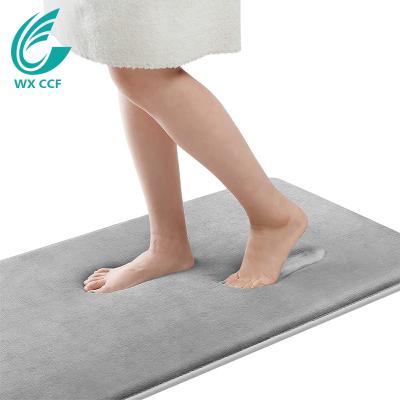 China Amazon Soft Water Absorbent Memory Foam Flannel Viable Hot Selling Washable Quick Dry Non-Slip Bath Mat for sale