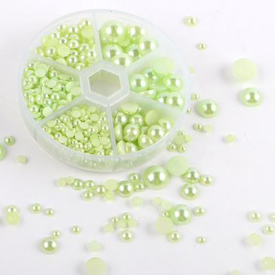 China 1Box (700pcs) Crystal ABS Imitation Beads Bead Crafts Accessories Handmade Half Round Bead for sale