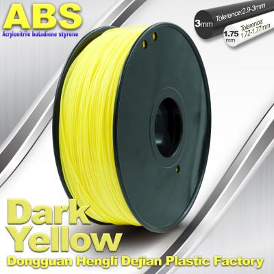 China Dark Yellow ABS Filament , Filament 3D Printing Plastic Material 1.75 / 3mm for sale