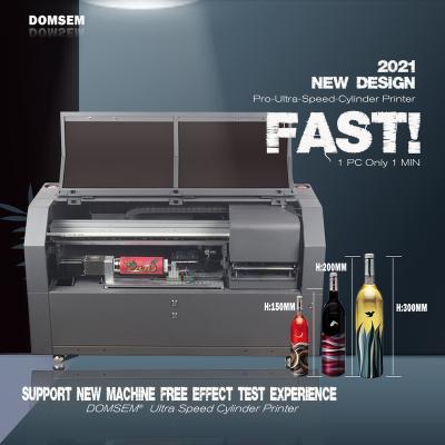 China Varnish Printing DOMSEM Super High Speed UV Cylinder Bottle Printer With 4 Heads Color White Varnish Printing for sale