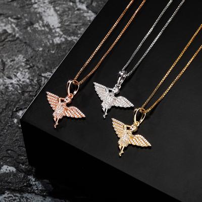 China Hiphop 2021 New Arrive Angel Wings Woman Abstract Light Charms 925 Silver Pendant Necklace for sale