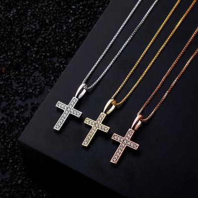 China Hiphop Yiwu Chengying 2021 New Zirconia 925 Sterling Silver Cross 18k Pendant Necklace for sale