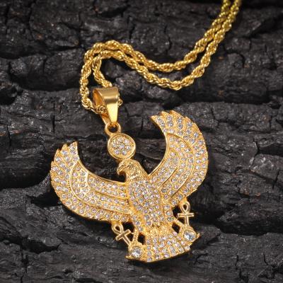 China Ancient Egypt Hiphop Eagle Stainless Steel Gemstone Jewelry Designer Inspired Charms Small Rhinestone Hip Hop Pendants for sale
