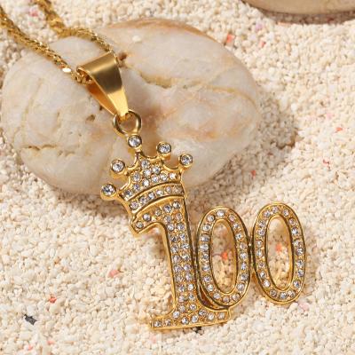 China Custom Hot Sale Hiphop Jewelry Gold Hip Hop Fashion King 100 Diamond Crown Pendant for sale