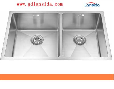 China Without Faucet Equal Double Bowls Handmade Wash Basin for sale