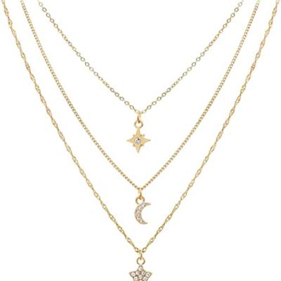 China FASHIONABLE Exquisite Layered Rhinestone Necklace Multilayer Adjustable Gold Plated Hand Layered Necklace Set for sale