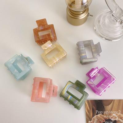 China French Style 5.5cm Vintage Candy Color Hair Claw French Square Hair Claw Acrylic Hair Clips For Women Girls for sale