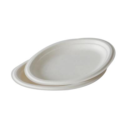 China Disposable Xiamen Disposable Dish Biodegradable Round Square Oval Bagasse Paper Dish For Restaurant for sale