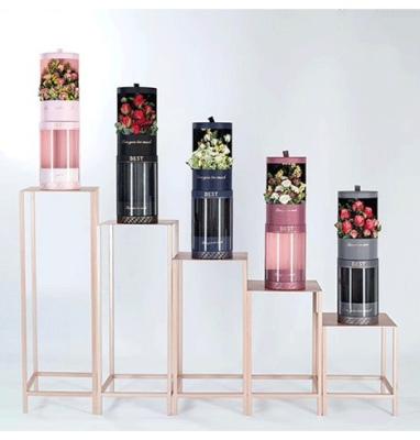 中国 オーダーメイド 豪華 透明窓 透明紙 丸い円筒形 結婚式 花箱 販売のため