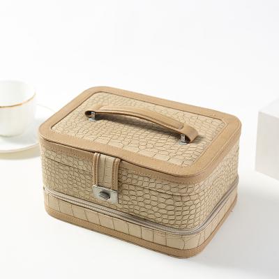 China 2020 New arrival custom made luxury ladies jewelry box organizer with pro mirror table small pu leather bag with zipper for sale