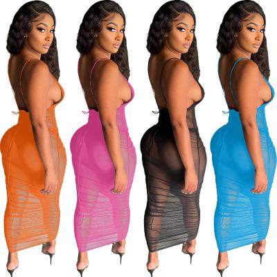 China Anti-Static See Through Maxi Women Evening Party Dress Summer Sexy Tank Sunbathing Prom Dresses Party Custom Sew Trimming Maxi Dress for sale