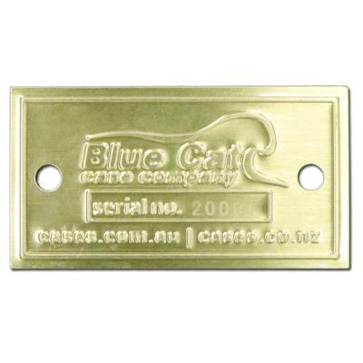 China Europe Custom Holes Mounting 3D Brass Metal Plate Logo Nameplate Branded Name Punch for sale