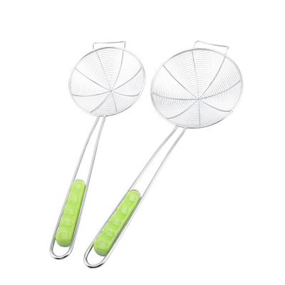 China Sustainable Kitchen Tool Multiple Uses Stainless Steel Wire Mesh Strainer Colander Soup And Boiled Vegetables for sale