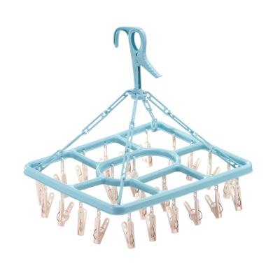 China Hanser DC-4A 24Clips Modern Sock Hanger Rack High Quality Household Plastic Drying Windproof Rotating Mannequin For Underwear for sale
