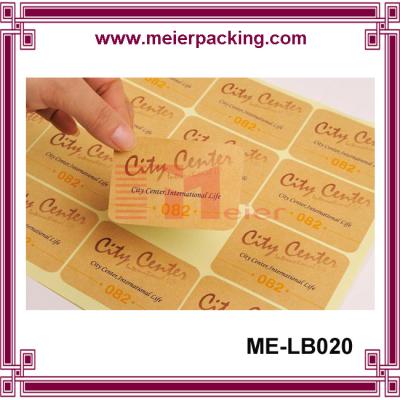 China Adhesive kraft paper label sticker for boutique products/None lamination brown paper sticker ME-LB020 for sale