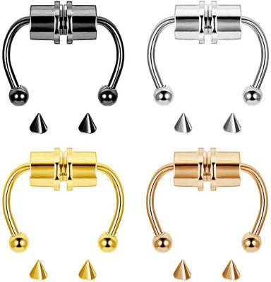 China FASHIONABLE Surgical Steel Magnetic Nose Ring Horseshoes Septum Piercing Jewelry Wholesale 316L for sale