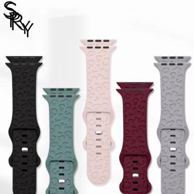 China Quick Realease Replcement Watch Band SRY Custom Luxury 22/40/42/44/45mm Silicone Slim Wristband Charms Replacement Strap Leopard I Watch Bands For Apple Ultra for sale