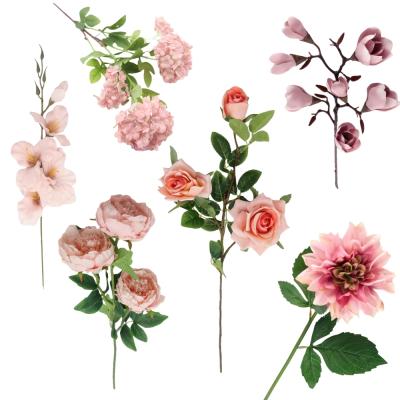 China 60302 Realistic Silk Wholesale Artificial Flower Rose Bulk Stem Roses Decorative Flowers Wedding for sale