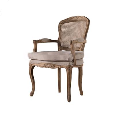 China French Country Style Chairs Hotel Banquet Chair Lounge Chair Solid Wood Rattan Back for sale