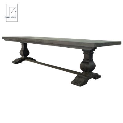 China Hamptons Style Adjustable Trestle (Other) Rectangular Reclaimed Oak Wood Dining Table for sale