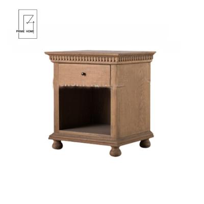 China Country Chic Style Adjustable (Height) Natural Oak Wood One Drawer Open Nightstand for sale
