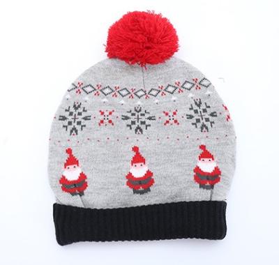 China Custom 100% COMMON Winter Jacquard Knitted Acrylic Beanie Hat Christmas Hats for sale