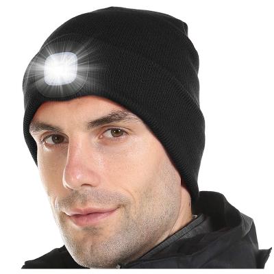 China COMMON Winter Warm Thermal Knitted USB Rechargeable LED Beanie Hat for sale