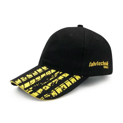 China New Design Dad Hat 100 COMMON Cotton Printed Hat A Long Sun Visor Hat Black Fashion Baseball Cap With Sun Visor for sale
