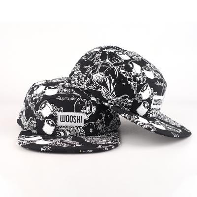 China COMMON 5% OFF Custom 5 Panel Hat Wholesale Custom 5 Panel Hat 5 Panel Snapback Hat Woven Camp Hat Floral Patch Floral Printing Logo for sale