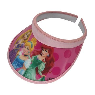 China Beautiful Summer PVC Picture Toddler Children Sun Visor Hat Princess Anime Cartoon Clear Transparent Hats for sale