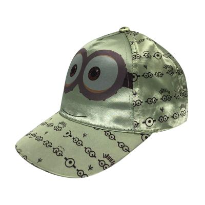 China High quality soft satin material COMMON all over print big eye cartoon minions kids baseball caps for sale