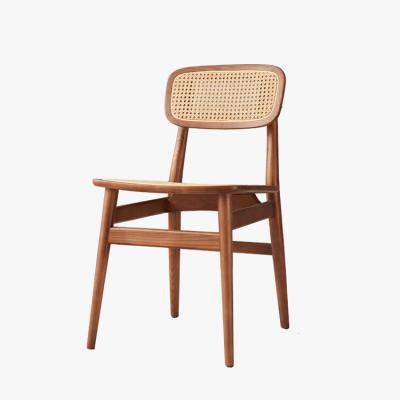 China Living Room Convertible Chair Furniture Restaurant Wooden Rattan Dining Chairs Ash Wood Armless Dining Chair for sale