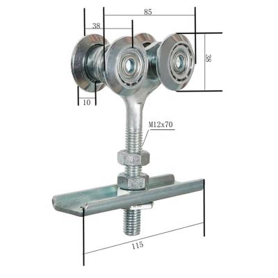 China Modern Hanging Roller 4 Wheels Gliding Door Hanger Roller 38mm With Bolt And Baseplate for sale