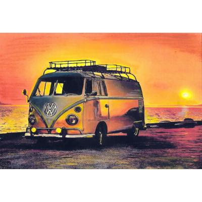 China Hotsale Beautiful Modern Action Full Item Moving Bus Under Sunset Crystal Diamond Painting Full Drill Art Painting On Canvas for sale