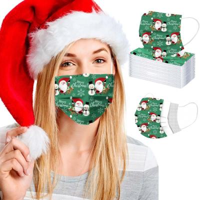 China â ¥ 95% Adult Snowman Printed Disposable Dustproof Melt-blown Nonwoven Christmas Party Face-mask Cloth 3Ply Decoration for sale