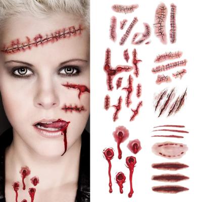 China New Scar Temporary Tattoo Super Realistic Halloween Wrapped Tattoo Stickers for sale